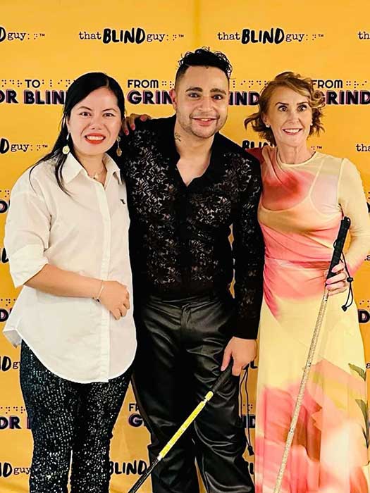 that blind guy with joanne posing